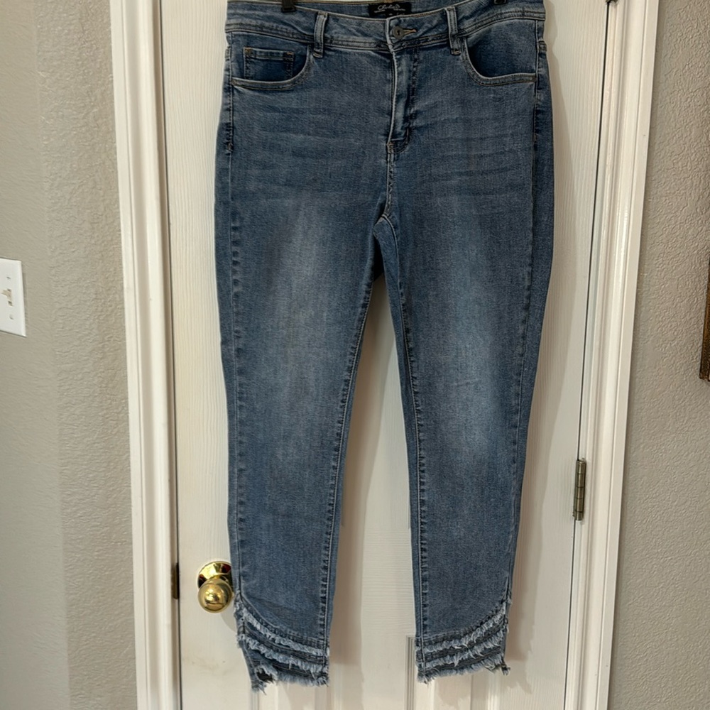 Charlie B Jeans with ruffled hem
